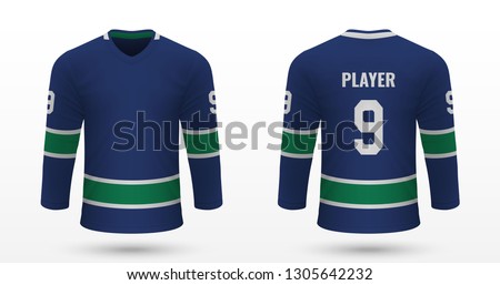 Realistic sport shirt, Vancouver Canucks jersey template for ice hockey kit. Vector illustration