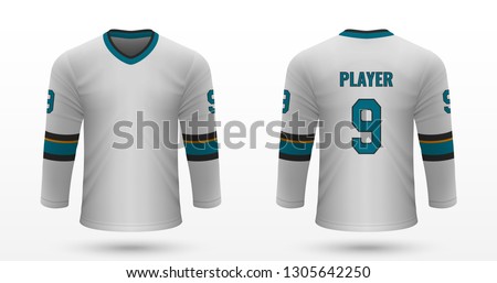 Realistic sport shirt, San Jose Sharks jersey template for ice hockey kit. Vector illustration