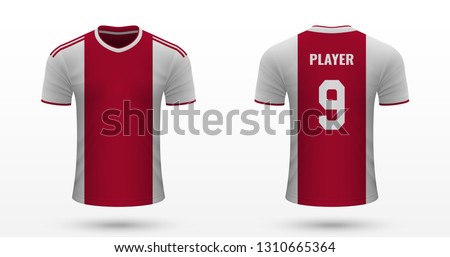 Realistic soccer shirt Ajax, jersey template for football kit. Vector illustration