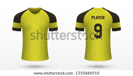 Realistic soccer shirt Borussia Dortmund, jersey template for football kit. Vector illustration