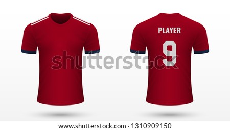 Realistic soccer shirt Bayern Munich, jersey template for football kit. Vector illustration