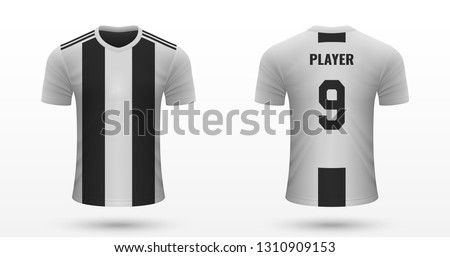 Realistic soccer shirt Juventus, jersey template for football kit. Vector illustration