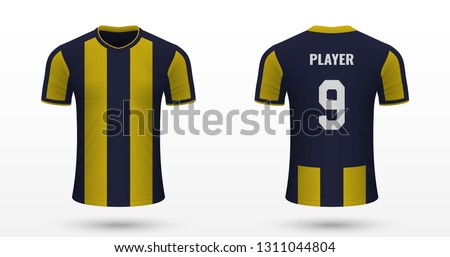 Realistic soccer shirt Fenerbahce, jersey template for football kit. Vector illustration