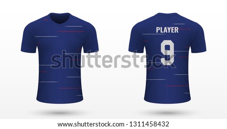 Realistic soccer shirt Chelsea, jersey template for football kit. Vector illustration