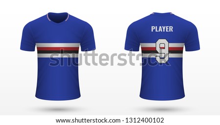 Realistic soccer shirt Sampdoria, jersey template for football kit. Vector illustration