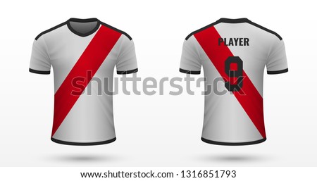 Realistic soccer shirt Rayo Vallecano, jersey template for football kit. Vector illustration