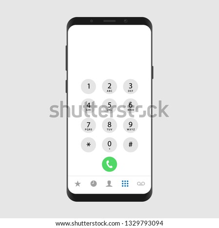 Mobile keypad. Phone call screen