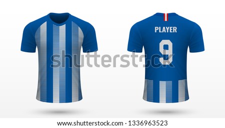 Realistic soccer shirt Hertha Berlin, jersey template for football kit. Vector illustration