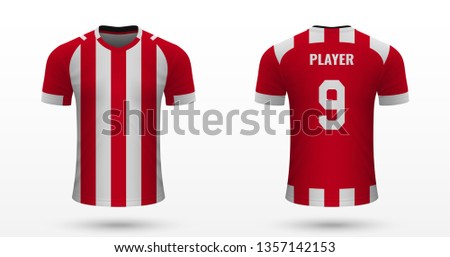 Realistic soccer shirt PSV Eindhoven, jersey template for football kit