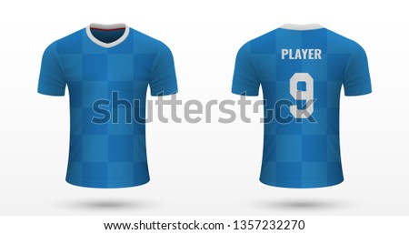 Realistic soccer shirt Rangers, jersey template for football kit
