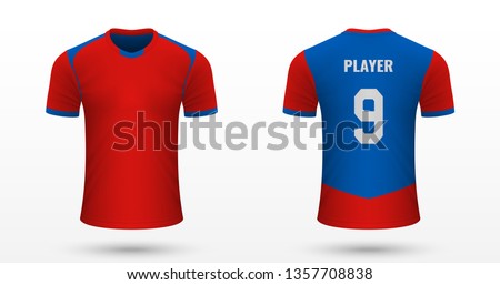 Realistic soccer shirt CSKA Moscow, jersey template for football kit