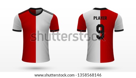Realistic soccer shirt Feyenoord, jersey template for football kit