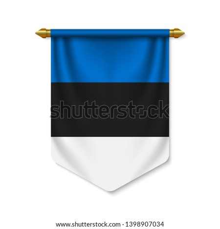 3d realistic pennant with flag of Estonia. Vector illustration