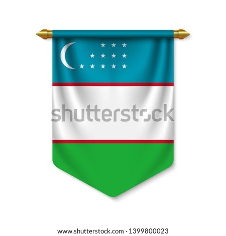 3d realistic pennant with flag of Uzbekistan. Vector illustration