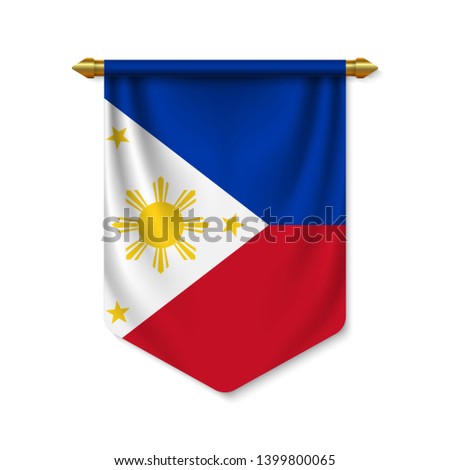 3d realistic pennant with flag of Philippines. Vector illustration