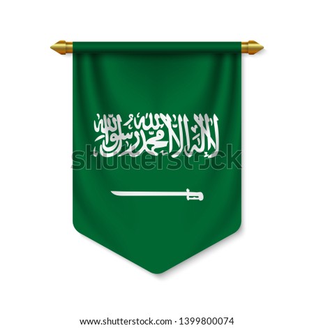 3d realistic pennant with flag of Saudi Arabia. Vector illustration