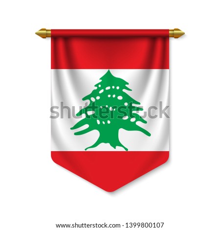 3d realistic pennant with flag of Lebanon. Vector illustration