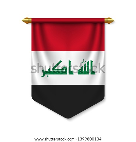 3d realistic pennant with flag of Iraq. Vector illustration