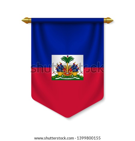 3d realistic pennant with flag of Haiti. Vector illustration