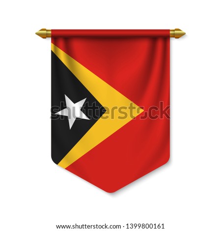 3d realistic pennant with flag of East Timor. Vector illustration