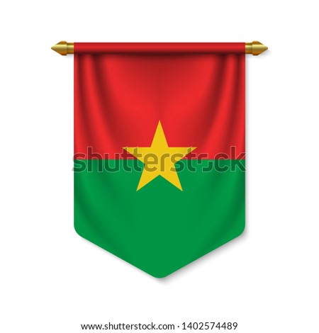 3d realistic pennant with flag of Burkina Faso. Vector illustration