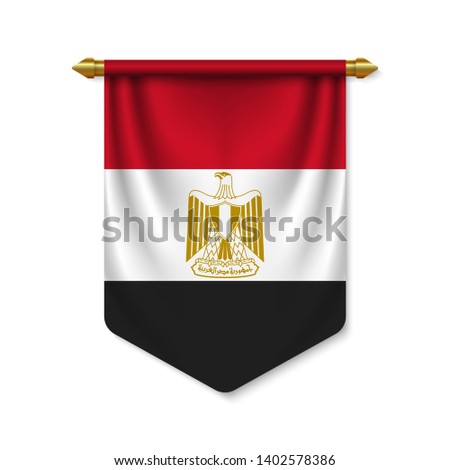3d realistic pennant with flag of Egypt. Vector illustration