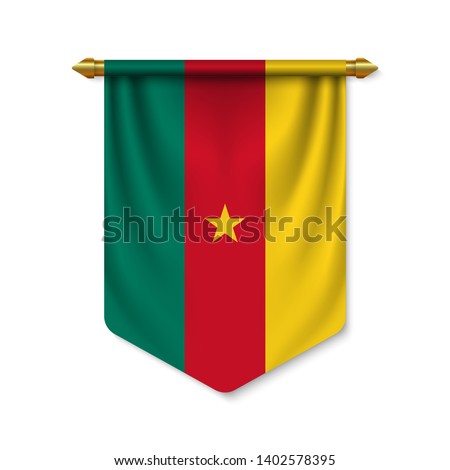 3d realistic pennant with flag of Cameroon. Vector illustration