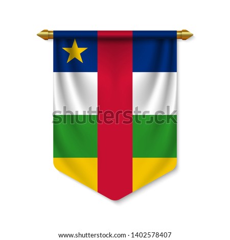 3d realistic pennant with flag of Central African Republic. Vector illustration