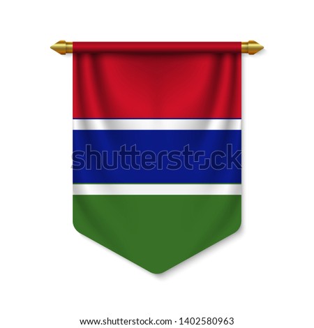 3d realistic pennant with flag of Gambia. Vector illustration