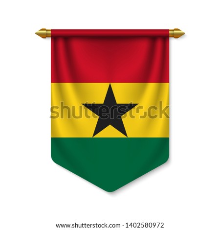 3d realistic pennant with flag of Ghana. Vector illustration