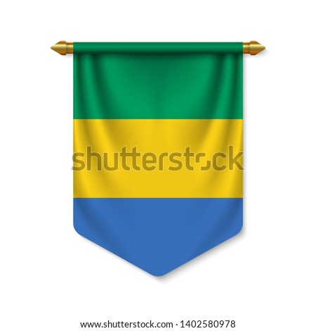 3d realistic pennant with flag of Gabon. Vector illustration