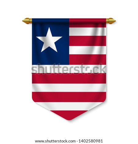 3d realistic pennant with flag of Liberia. Vector illustration