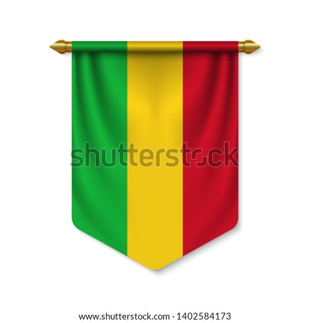3d realistic pennant with flag of Mali. Vector illustration