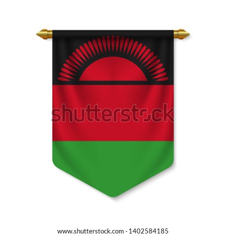 3d realistic pennant with flag of Malawi. Vector illustration