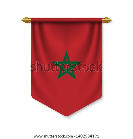 3d realistic pennant with flag of Morocco. Vector illustration