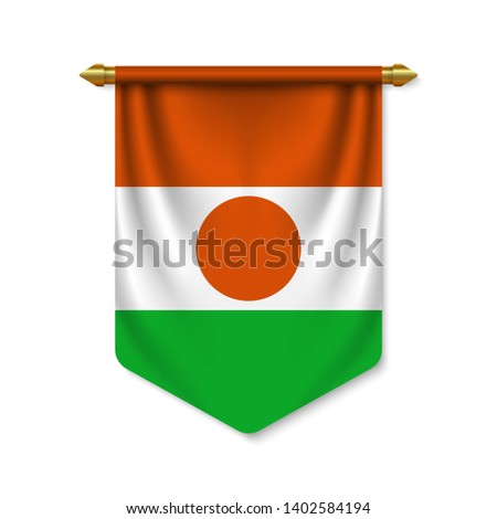 3d realistic pennant with flag of Niger. Vector illustration