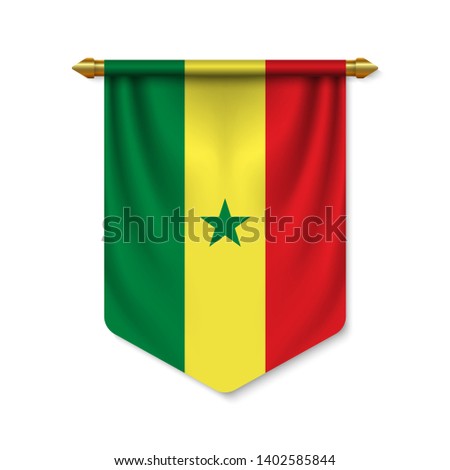 3d realistic pennant with flag of Senegal. Vector illustration