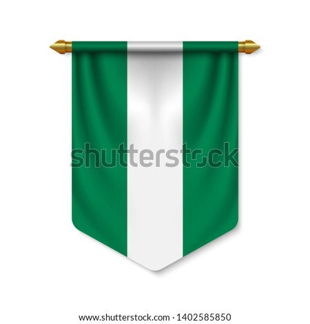 3d realistic pennant with flag of Nigeria. Vector illustration