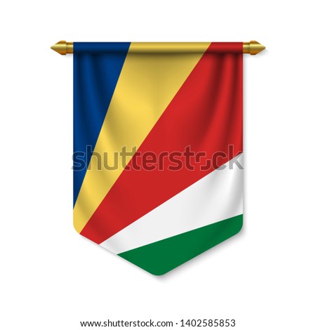 3d realistic pennant with flag of Seychelles. Vector illustration