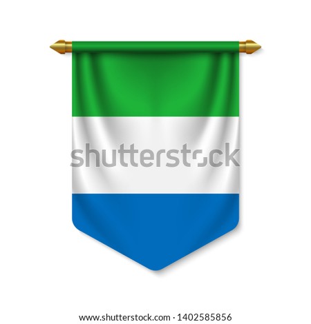 3d realistic pennant with flag of Sierra Leone. Vector illustration