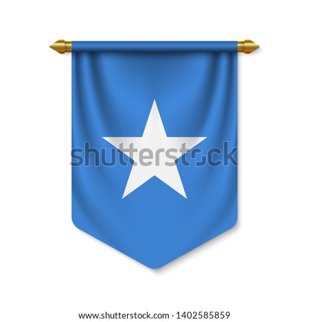 3d realistic pennant with flag of Somalia. Vector illustration