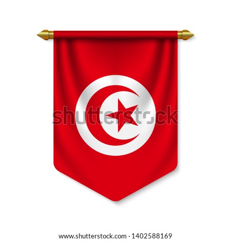 3d realistic pennant with flag of Tunisia. Vector illustration