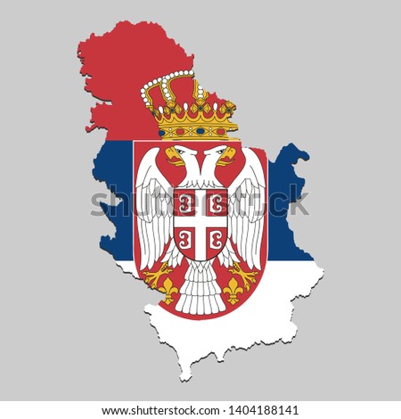 Map of Serbia with national flag. Vector Illustration.