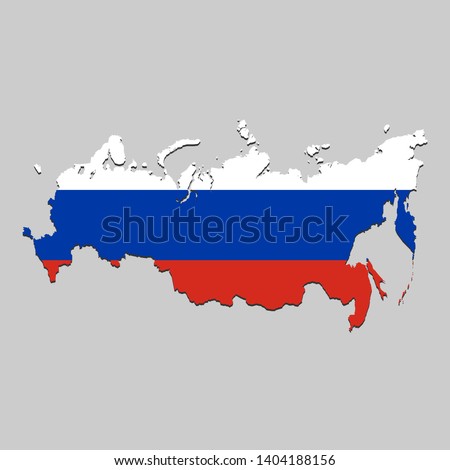 Map of Russia with national flag. Vector Illustration.