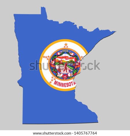 Map of Minnesota is a state USA with flag. Vector Illustration