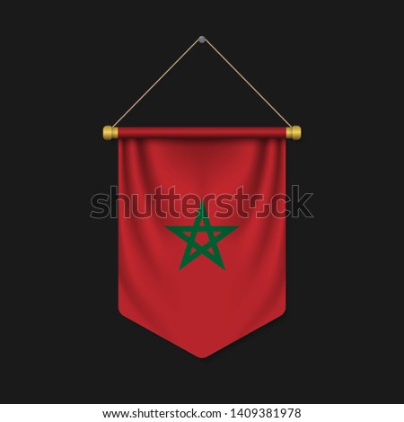 3d realistic pennant with flag of Morocco