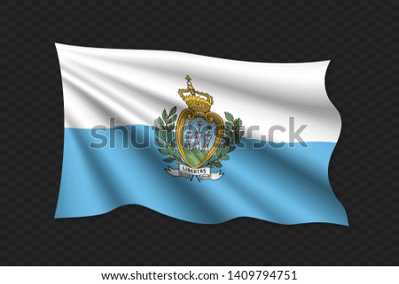 3D Waving Flag of San Marino. Vector illustration