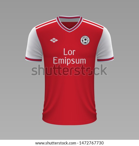 Realistic soccer shirt Arsenal London, jersey template for football kit. Vector illustration