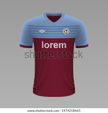 Realistic soccer shirt West Ham United 2020, jersey template for football kit. Vector illustration