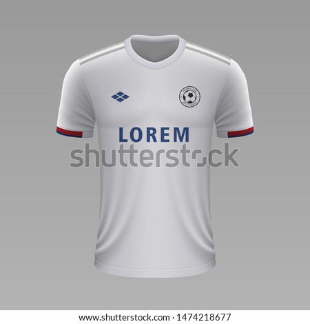 Realistic soccer shirt Olympique Lyon 2020, jersey template for football kit. Vector illustration